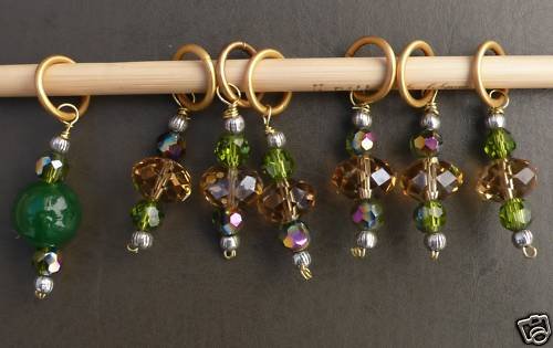 Stitch marker, knitting 6+1 , crystal faceted beads