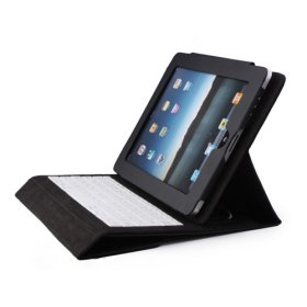 Compact Slim Wired Keyboard with PU Leather Case for Apple iPad - Black - 00160498