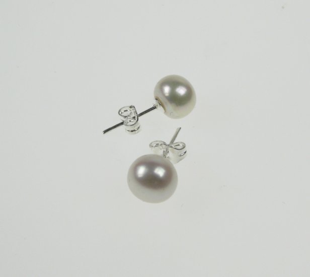 8-9mm AAA white freshwater cultured pearl earring jewellery pierced sterling silver 925 stud