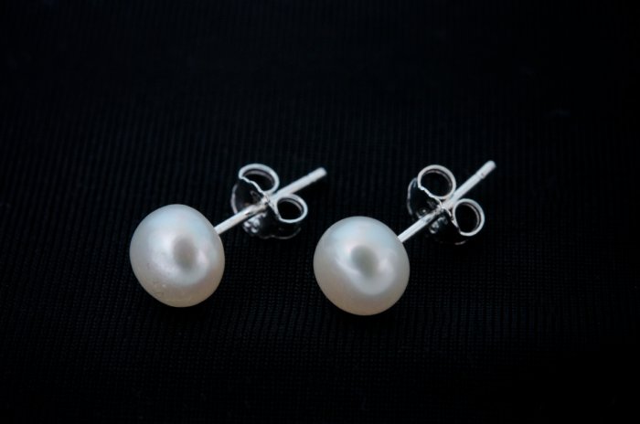 AAA 5-6mm white freshwater cultured pearl earring jewellery pierced silver silver 925 stud