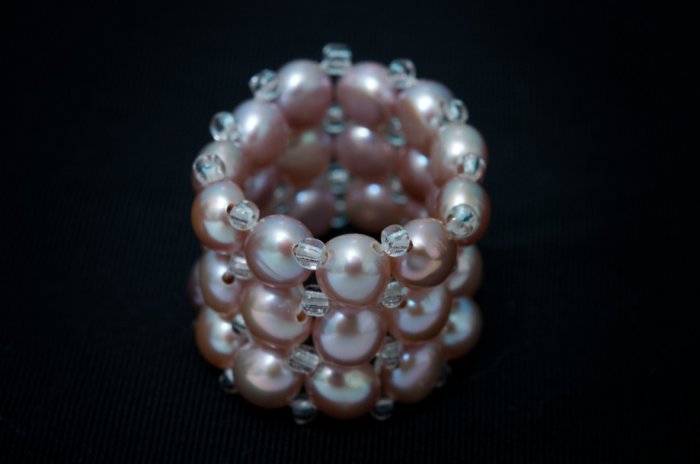 AAA smokey color freshwater cultured pearl triple strand/band ring fits any size