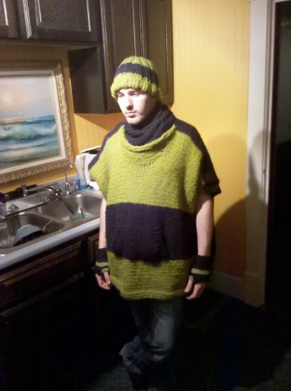 Hooded Poncho With Pouch