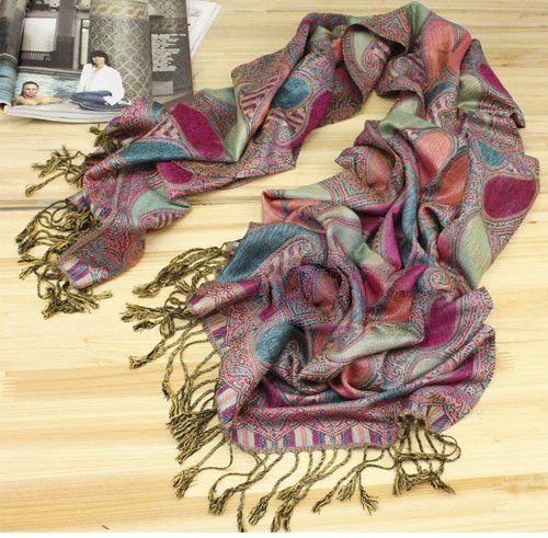 Indian Motif 100% Pashmina Scarf
