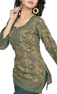 American Crepe Tunic (Kurtis) with Gold Prints from India: Aliyah