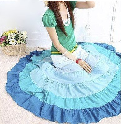 Blue Cotton Voile Bohemian Skirt: Elodie