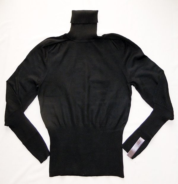 Classic Black Long Sleeve Turtleneck Shirt: Samantha
