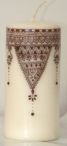 Henna design pillar candle - with Swarovski crystals