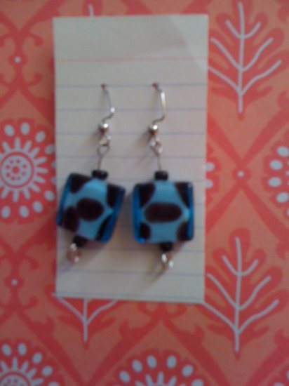 blue square glass beads