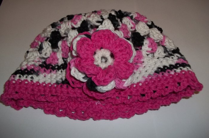 Verigated Pink Toddler cotton crochet hat