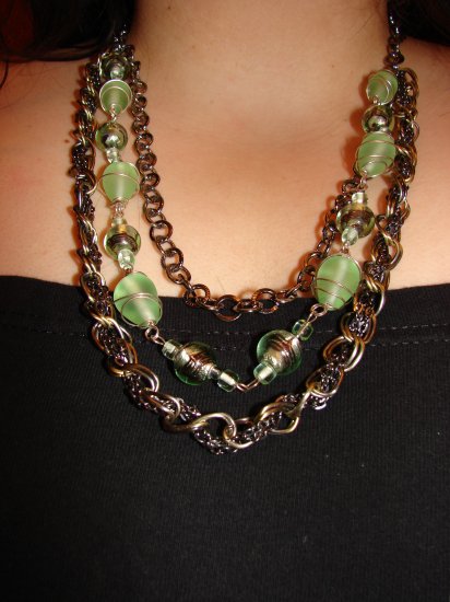 Exclusive Chain Necklace with Wire Wrapped Beads