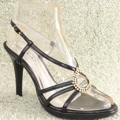 Women Rhinestone Platform High Heel Sandals Black Sz 8