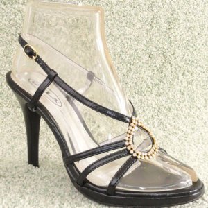 Women Rhinestone Platform High Heel Sandals Black Sz 10