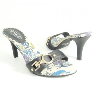 Casual Dress Sandals Flowers Print Insole Black Sz 10