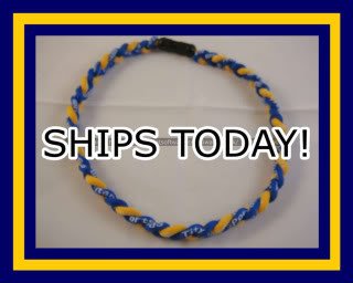 Titanium Baseball Softball Sport Necklace BLUE & YELLOW