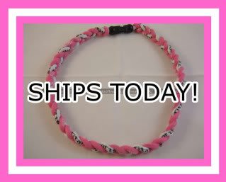 Titanium Softball Sport Necklace PINK & WHITE