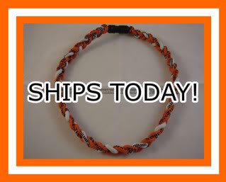 Titanium Baseball Sport Necklace ORANGE & WHITE