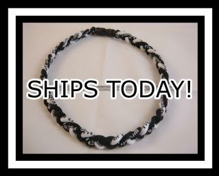 Titanium Baseball Sport Necklace BLACK & WHITE