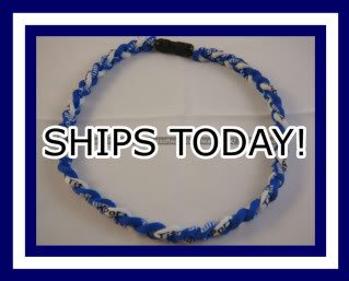 Titanium Baseball Sport Necklace BLUE & WHITE