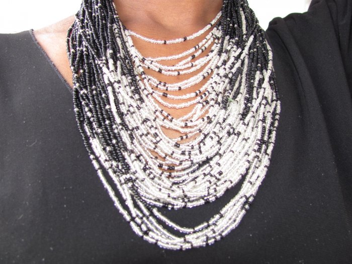 Black and White Multi-string Necklace