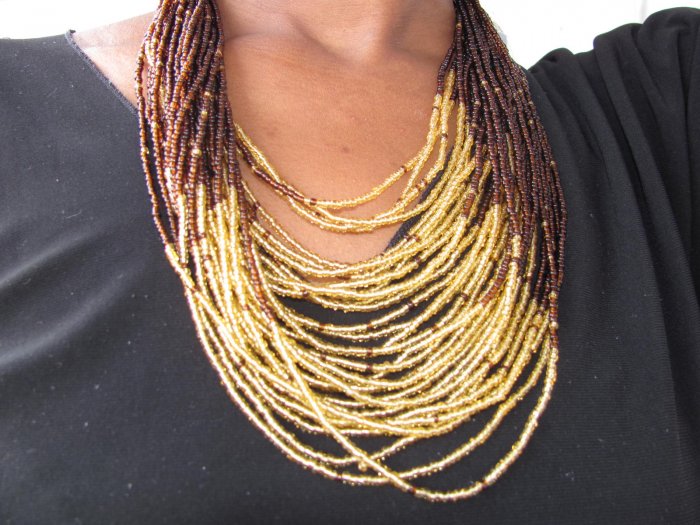 Tan multi-string jewelry