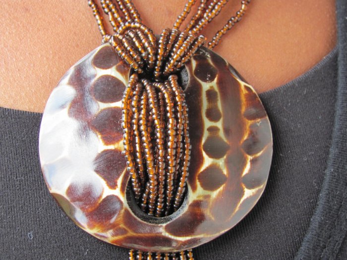brown multi-string necklace