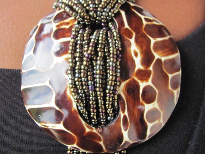 long brown and purple multi-string jewelry