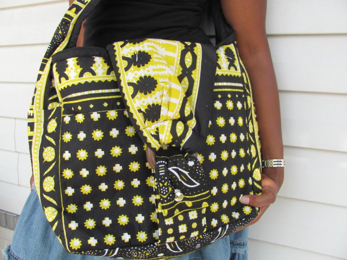 yellow brown hand bag