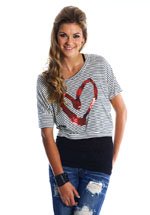 Striped Heart Top (S,M,L)