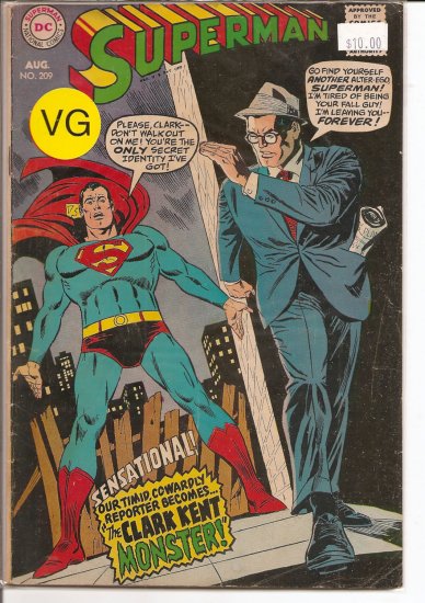 Superman # 209, 4.0 VG