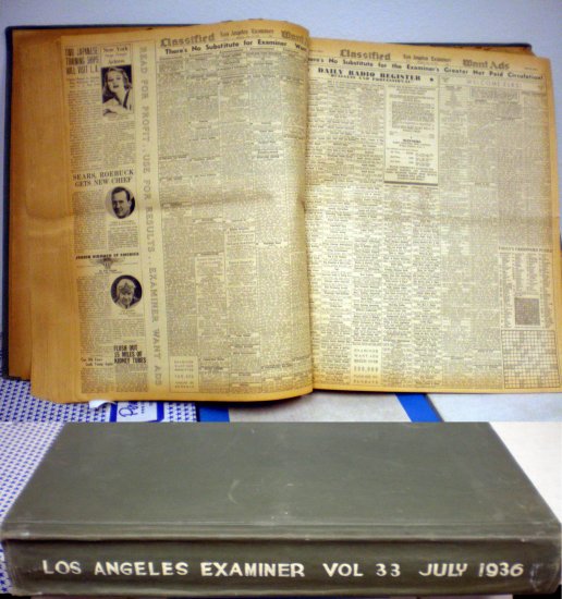 LOS ANGELES EXAMINER BOUND VOLUME #33 JULY 1936 # 33, 3.0 GD/VG