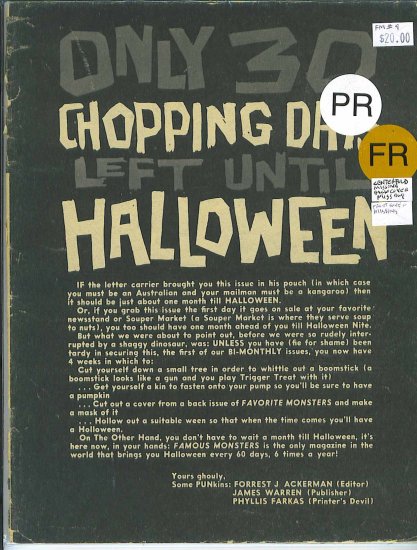Famous Monsters Of Filmland # 9, 0.5 PR
