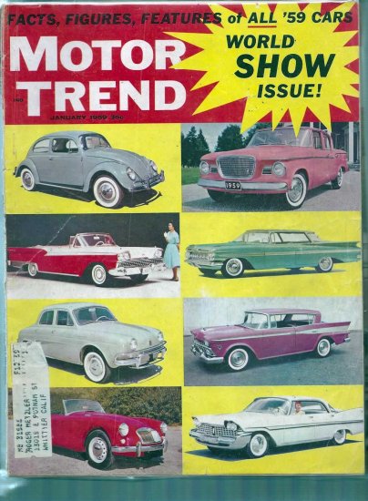MOTOR TREND 1959 LOT # 1, 3.0 GD/VG