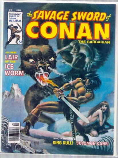 SAVAGE SWORD OF CONAN THE BARBARIAN # 34, 7.0 FN/VF
