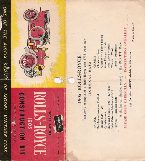 Inst Sheet 1905 Rolls Royce