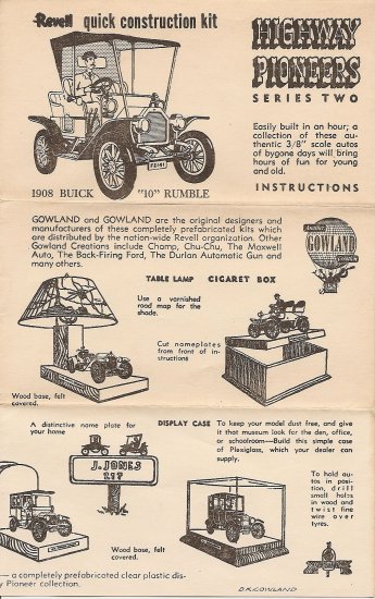 Inst Sheet 1908 Buick 10 Rumble