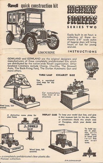 Inst Sheet 1910 Cadillac limousine