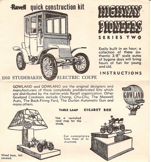 Inst Sheet 1910 Studebaker Electric