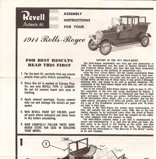 Inst Sheet 1911 Rolls Royce