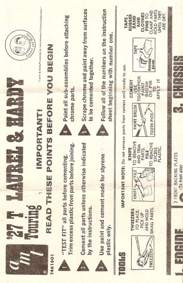 Inst Sheet 1927 T Laurel & Hardy Touring