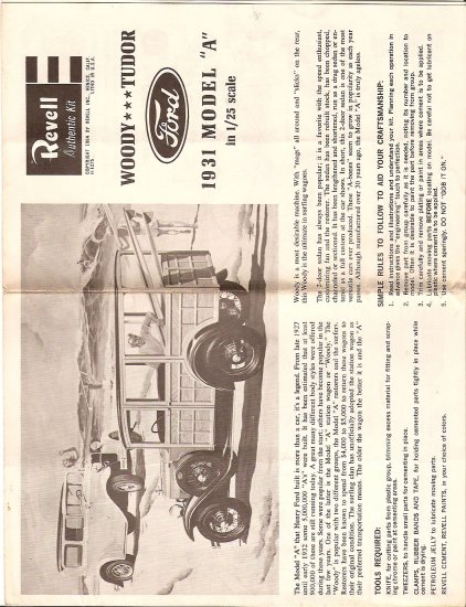 Inst Sheet 1931 Model A Woody Tudor