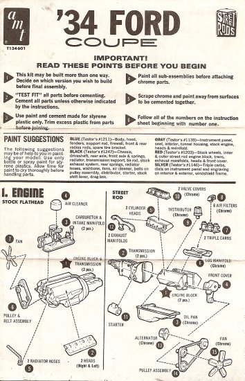 Inst Sheet 1934 Ford Coupe Street Rods