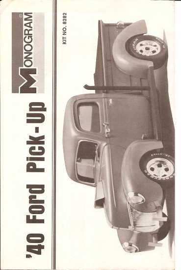 Inst Sheet 1940 Ford Pick Up
