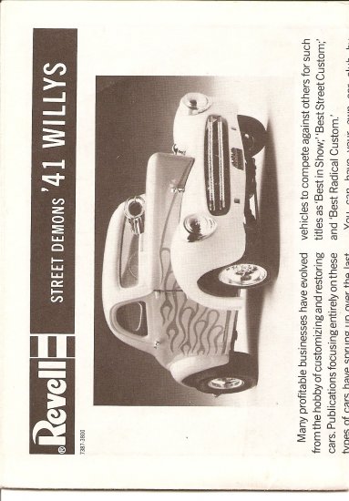 Inst Sheet 1941 Willys Street Demons