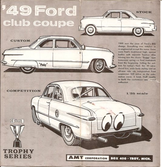 Inst Sheet 1949 Ford Club Coupe 3 in 1 Trophy Ser