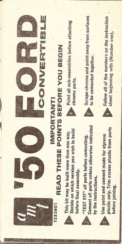 Inst Sheet 1950 Ford Convertilbe