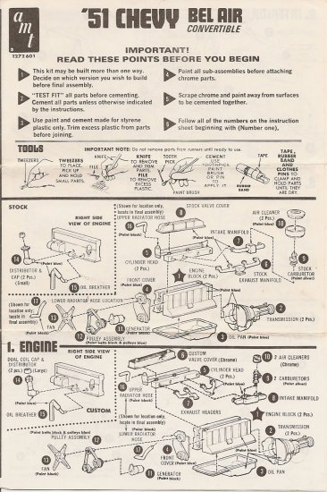 Inst Sheet 1951 Chevy Bel Air Conv