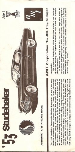 Inst Sheet 1953 Studebaker 3 in 1 Trophy Series
