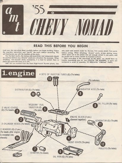 Inst Sheet 1955 Chevy Nomad