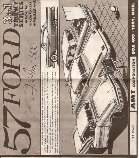 Inst Sheet 1957 Ford Fairlane 500