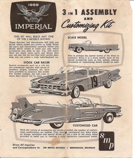 Inst Sheet 1959 Imperial 3 in 1